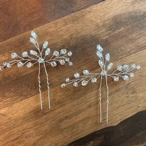 Bridal Hairpins -2 Silver & Crystal hairpins